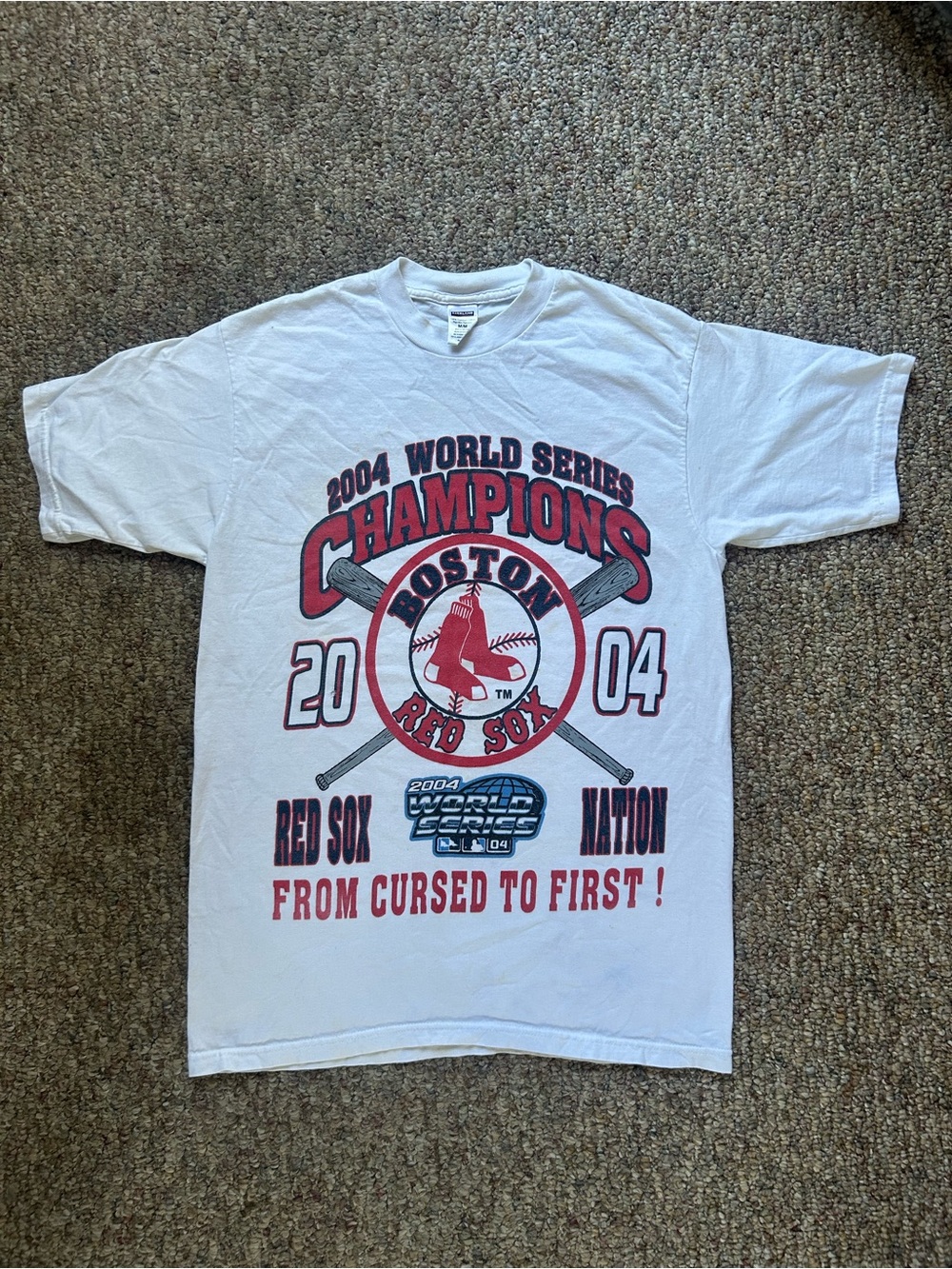 Boston Red Sox 2004 World Series Champions White Graphic Tee